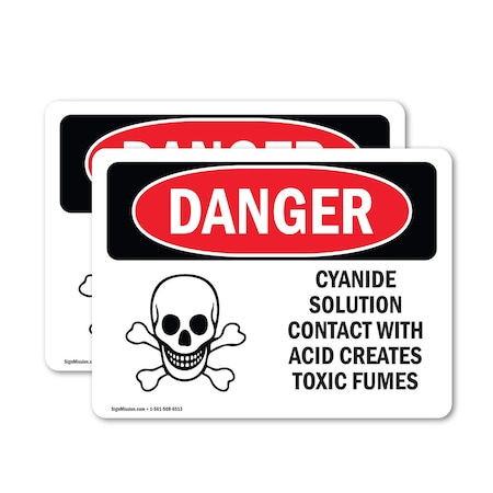 Signmission Cyanide Solution Danger Sign, Vinyl Decal, 10in W x 7in L, 2PK OS-2PACK-DS-D-710-L-1113